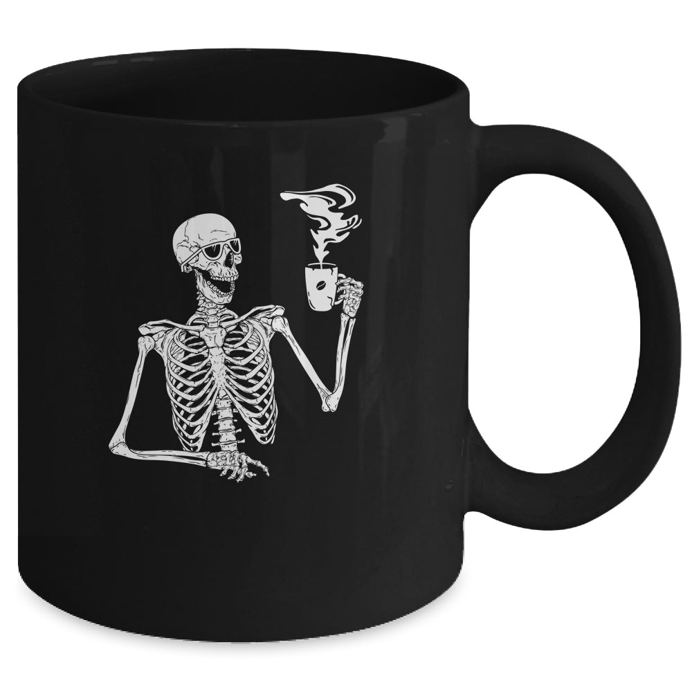Halloween Coffee Drinking Skeleton Skull Mug | siriusteestore