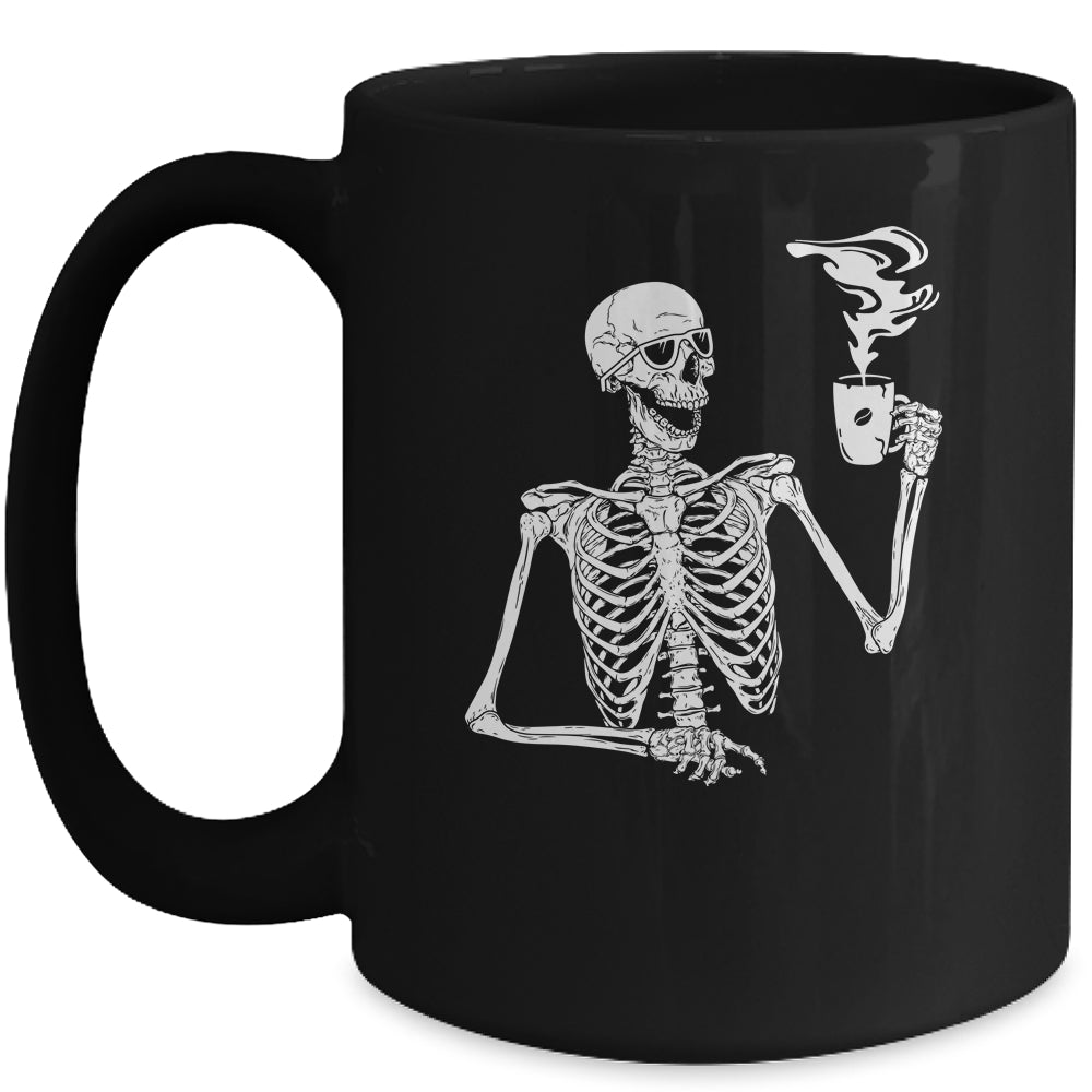 Halloween Coffee Drinking Skeleton Skull Mug | siriusteestore
