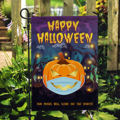 Halloween Pumpkin Flag Our Masks Will Scare Off The Spirits | siriusteestore