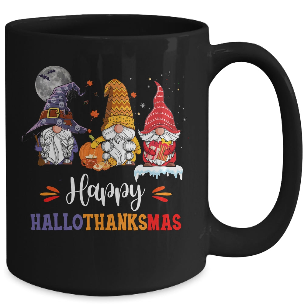 Halloween Thanksgiving Christmas Happy HalloThanksMas Gnomes Mug | siriusteestore