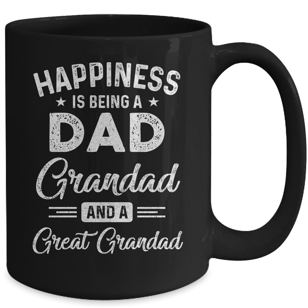 Happiness Is Being A Dad Grandad And Great Grandad Mug | siriusteestore