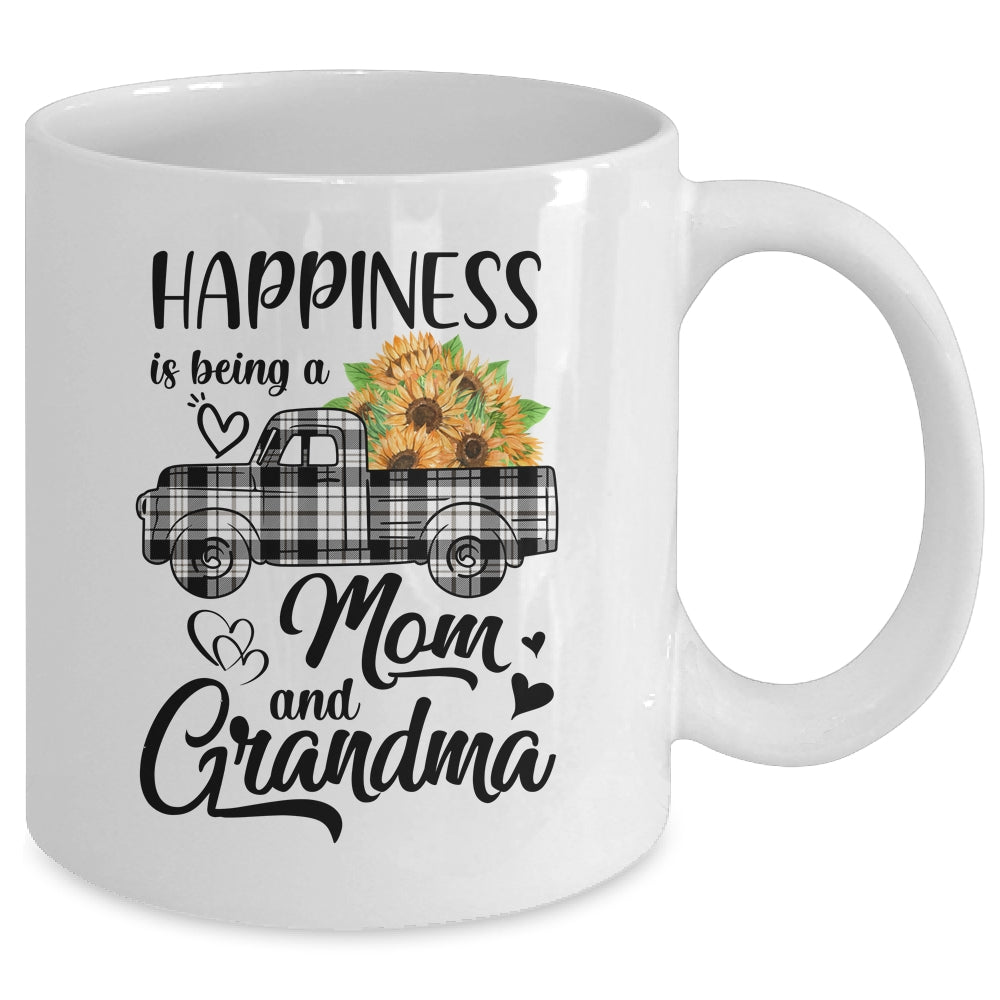 Happiness Is Being A Mom And Grandma Sunflower Mug | siriusteestore