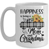 Happiness Is Being A Mom And Grandma Sunflower Mug | siriusteestore