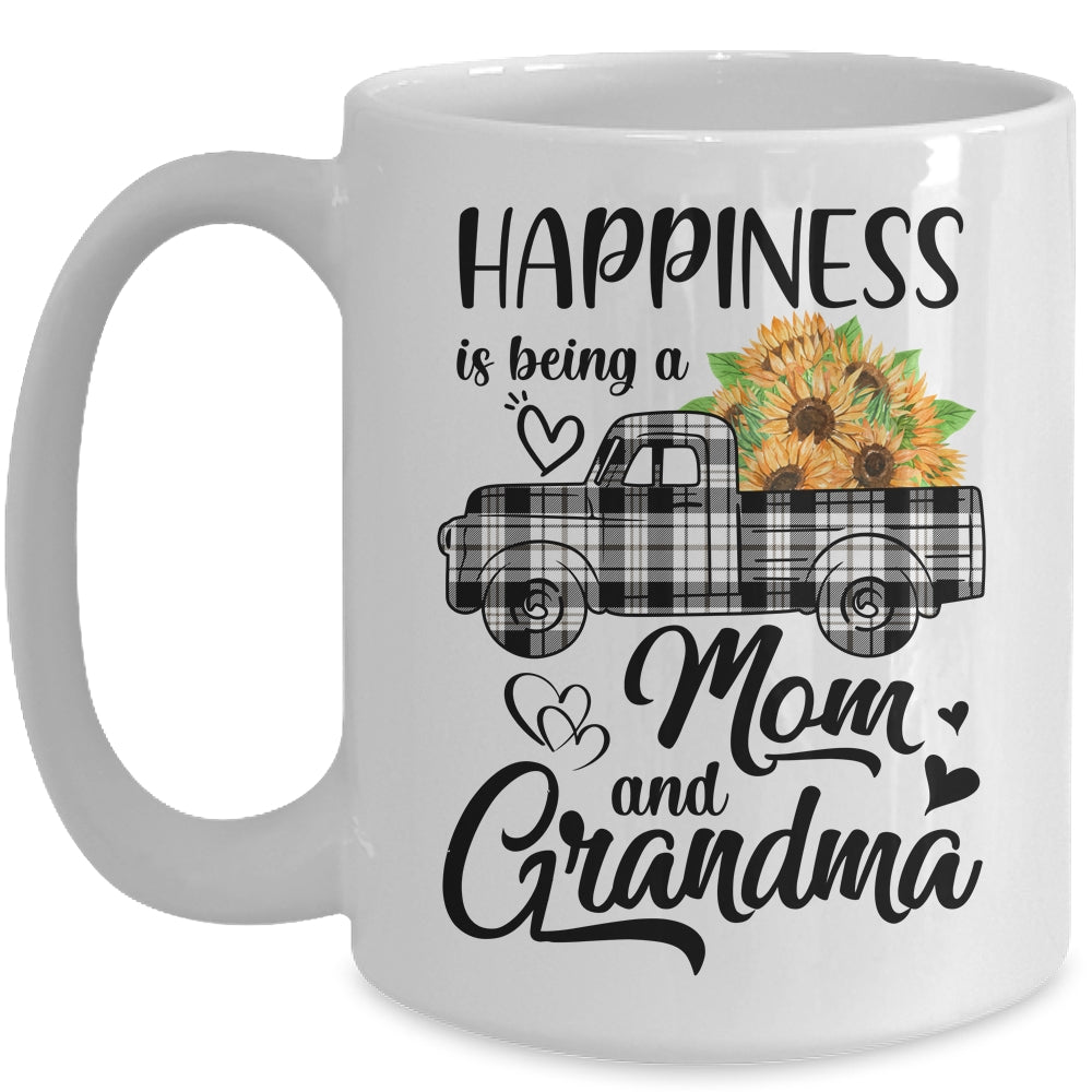 Happiness Is Being A Mom And Grandma Sunflower Mug | siriusteestore