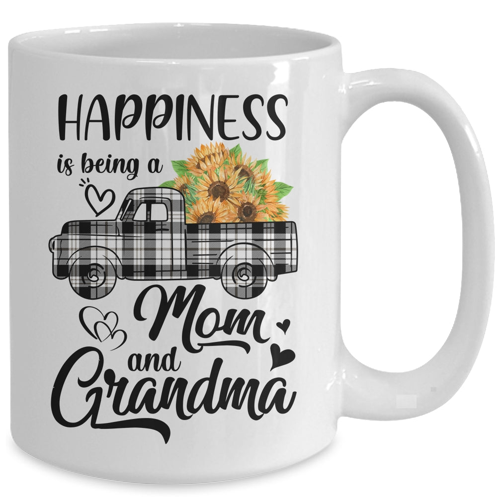 Happiness Is Being A Mom And Grandma Sunflower Mug | siriusteestore