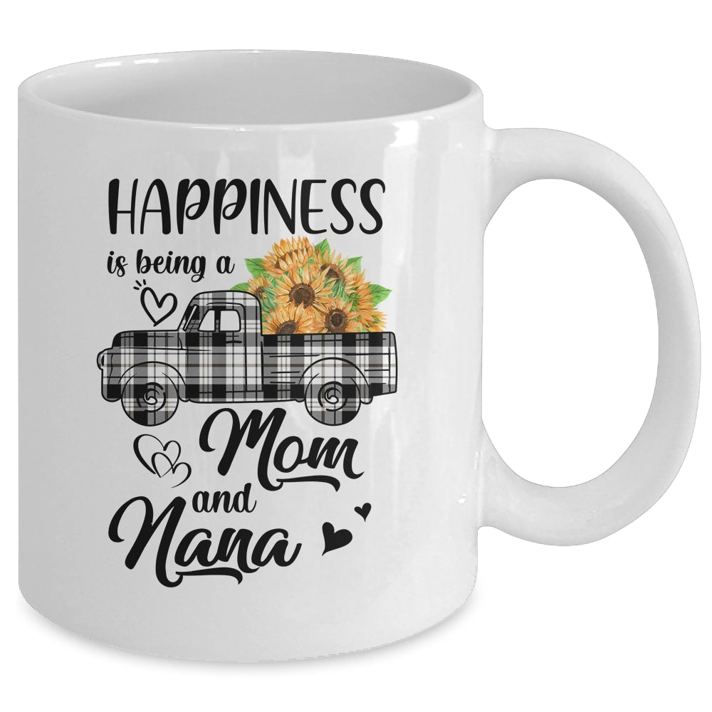 Happiness Is Being A Mom And Nana Sunflower Mug | siriusteestore