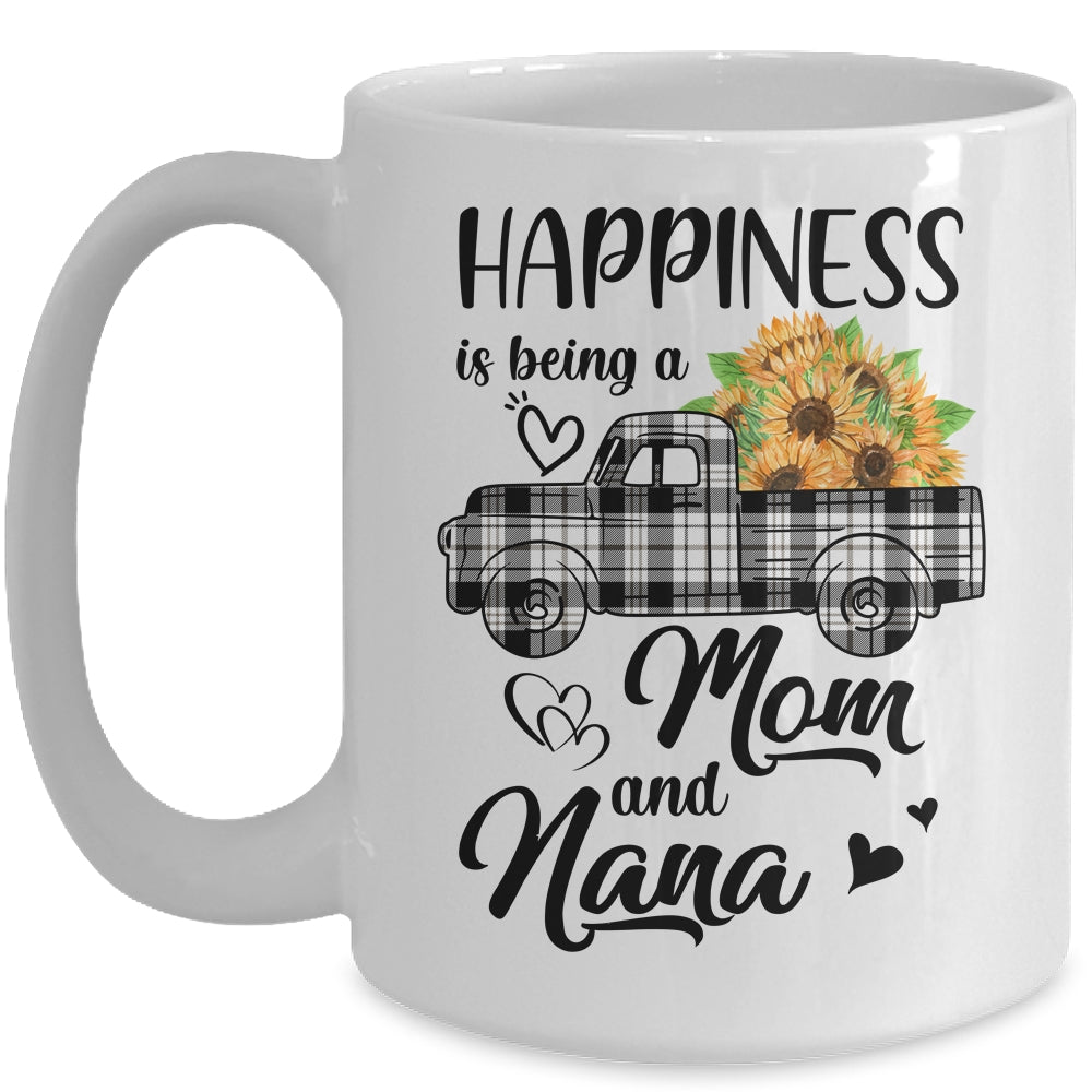 Happiness Is Being A Mom And Nana Sunflower Mug | siriusteestore