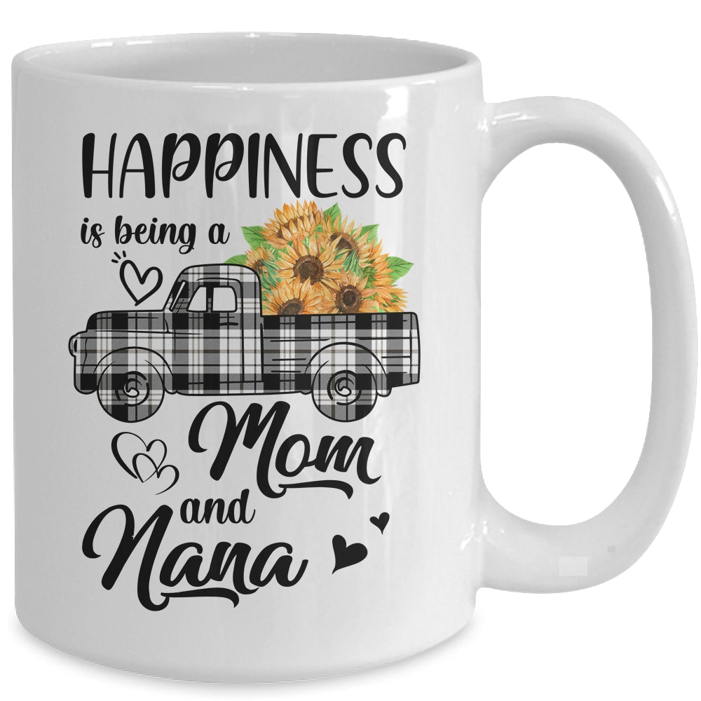 Happiness Is Being A Mom And Nana Sunflower Mug | siriusteestore