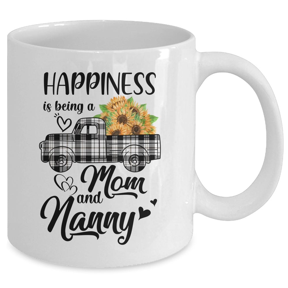 Happiness Is Being A Mom And Nanny Sunflower Mug | siriusteestore