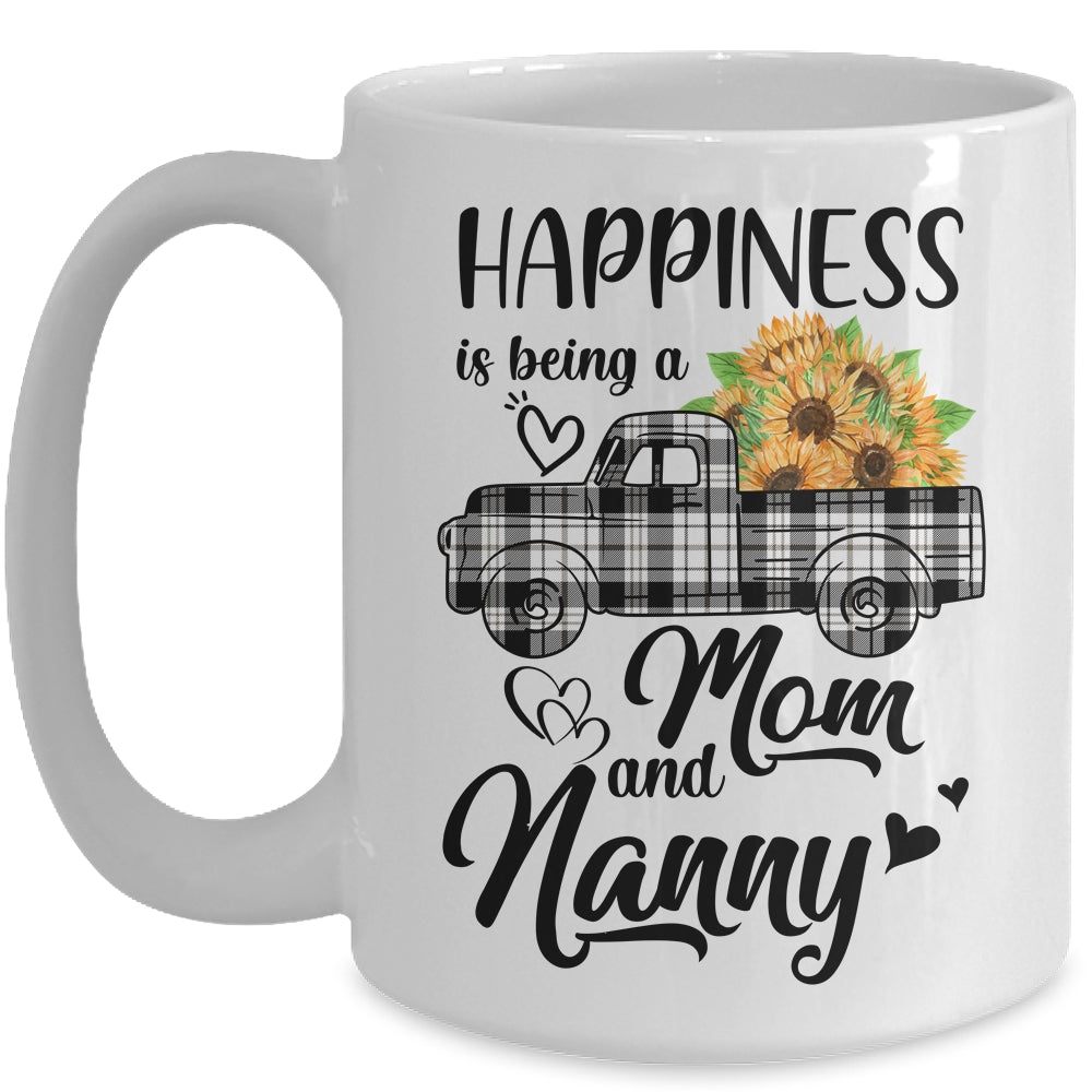 Happiness Is Being A Mom And Nanny Sunflower Mug | siriusteestore