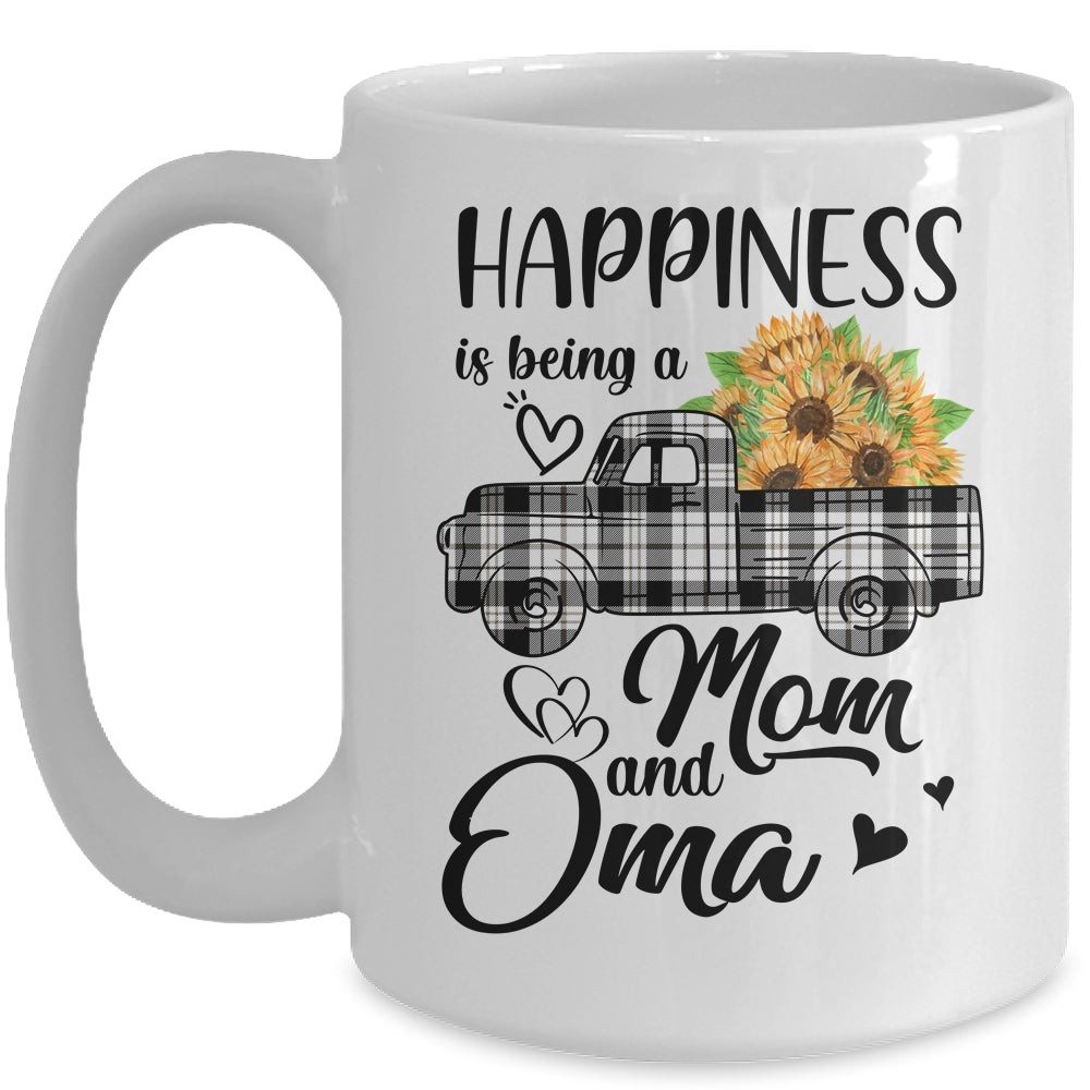 Happiness Is Being A Mom And Oma Sunflower Mug | siriusteestore