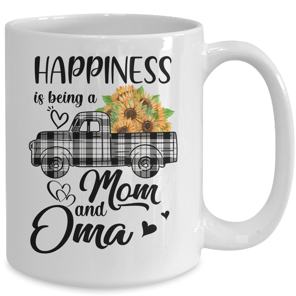 Happiness Is Being A Mom And Oma Sunflower Mug | siriusteestore