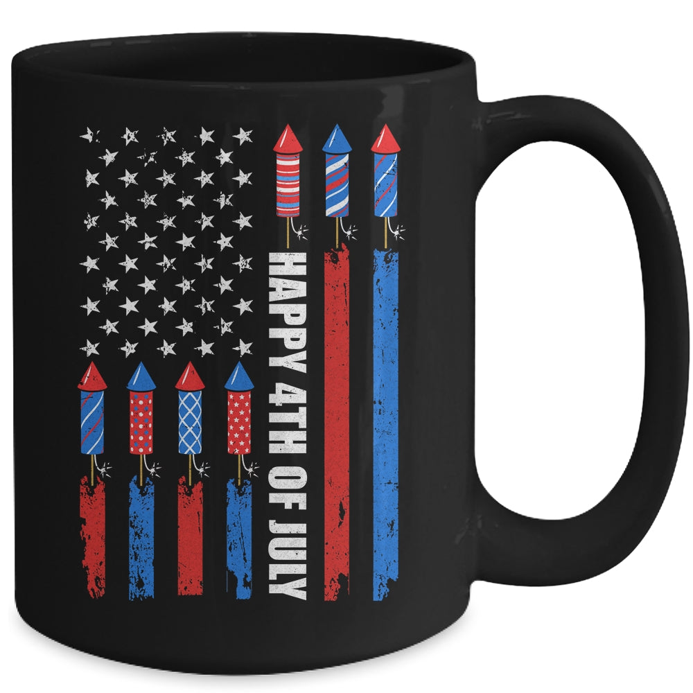 Happy 4th Of July American Flag Fireworks Patriotic Mug | siriusteestore
