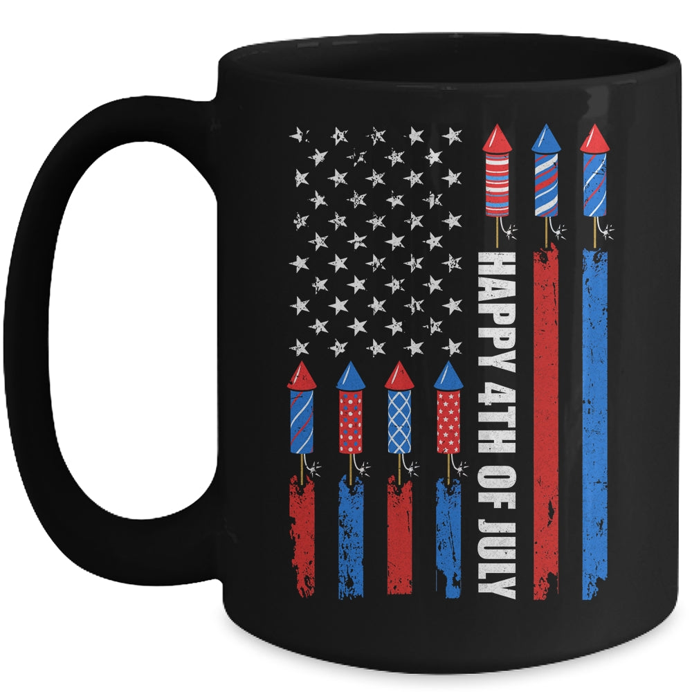 Happy 4th Of July American Flag Fireworks Patriotic Mug | siriusteestore