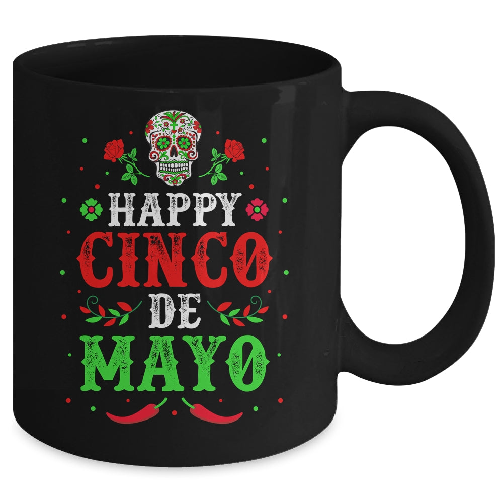 Happy Cinco de Mayo May 5th Colorful Mexican Party Skull Mug | siriusteestore