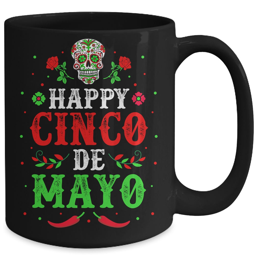 Happy Cinco de Mayo May 5th Colorful Mexican Party Skull Mug | siriusteestore