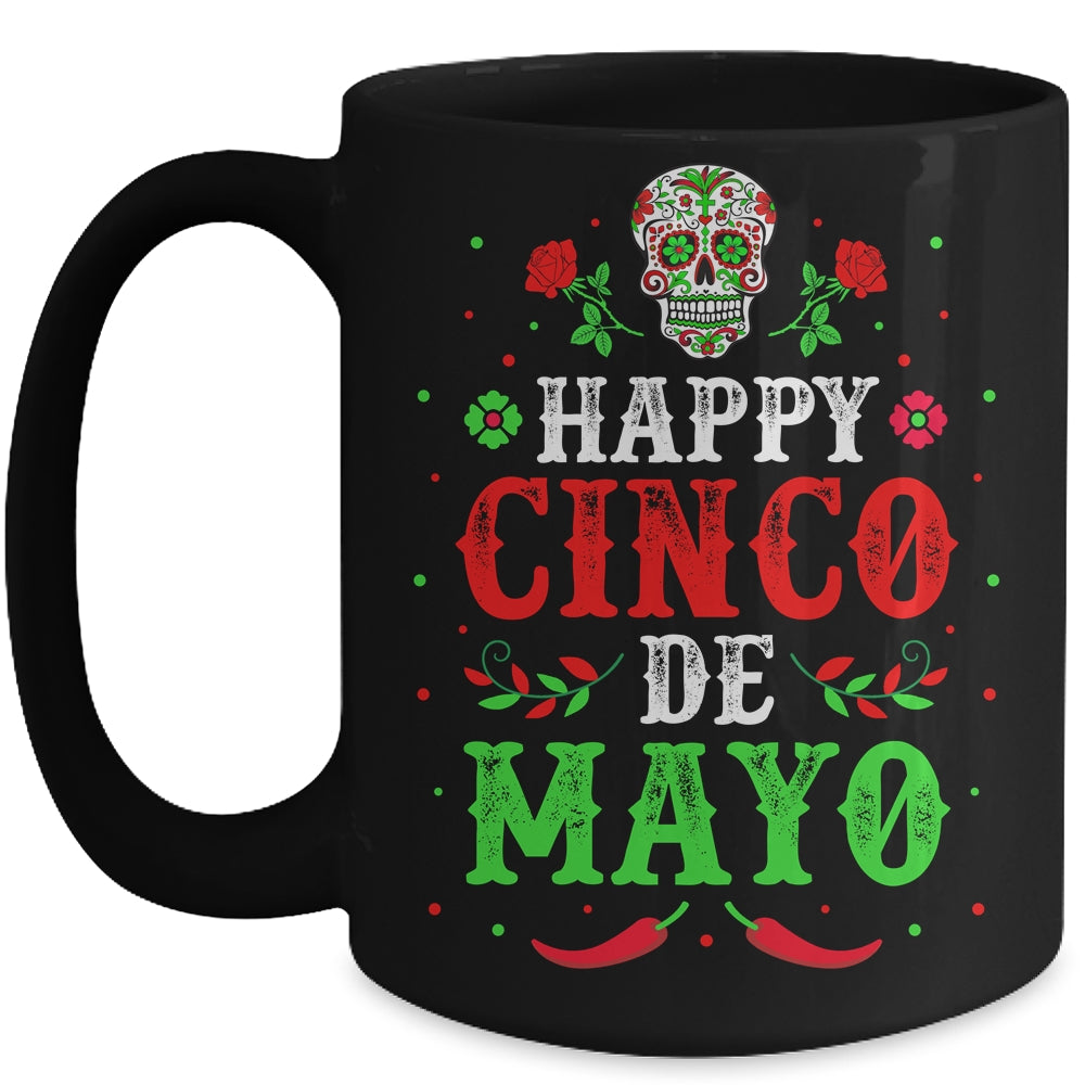 Happy Cinco de Mayo May 5th Colorful Mexican Party Skull Mug | siriusteestore