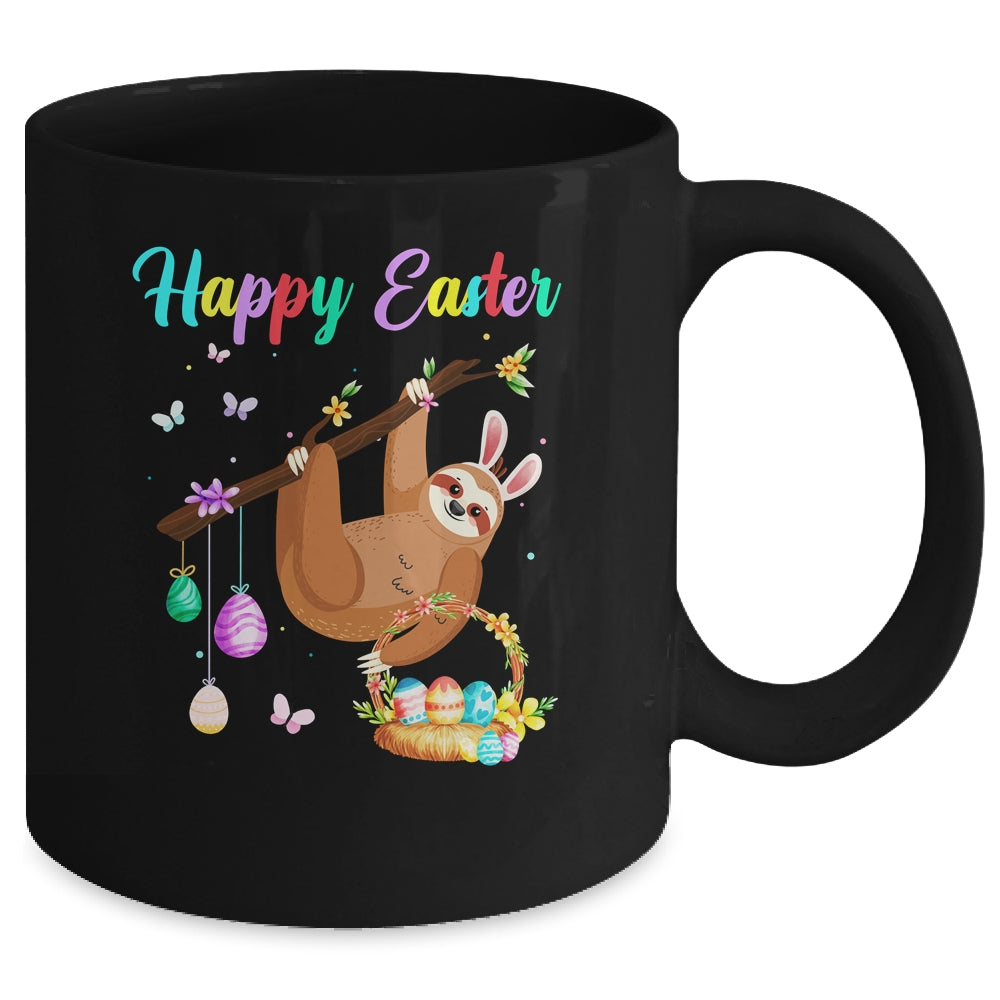 Happy Cute Sloth With Bunny Ears Egg Hunting Easter Sloth Mug | siriusteestore