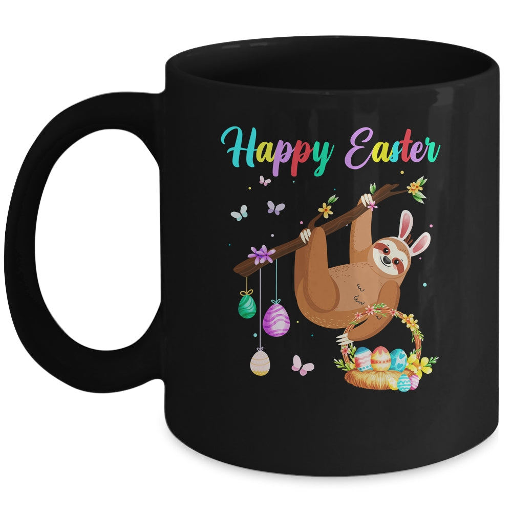 Happy Cute Sloth With Bunny Ears Egg Hunting Easter Sloth Mug | siriusteestore