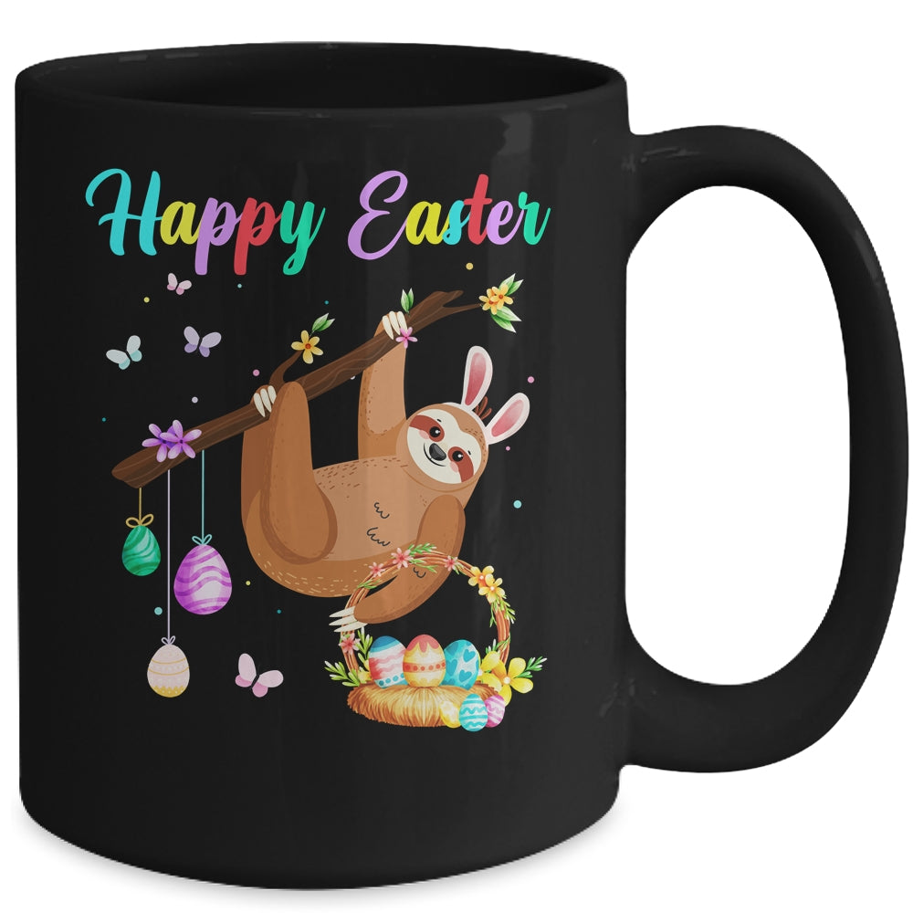 Happy Cute Sloth With Bunny Ears Egg Hunting Easter Sloth Mug | siriusteestore