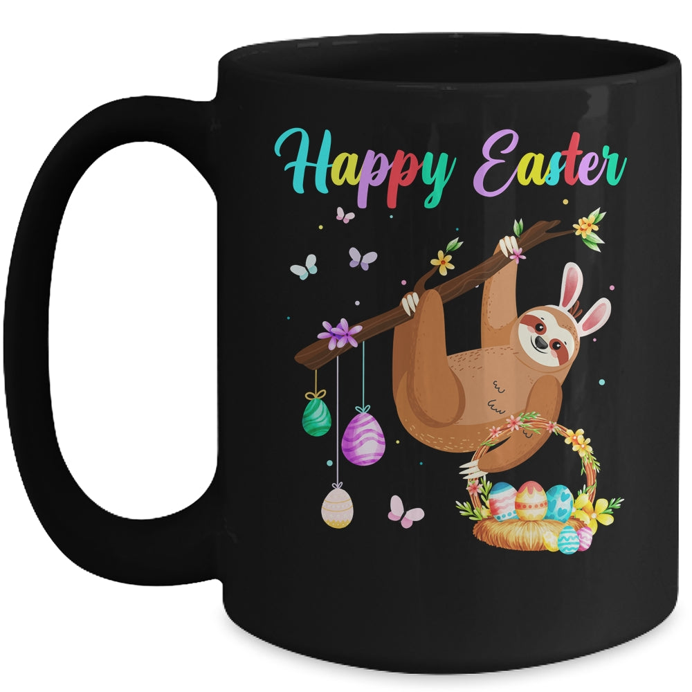 Happy Cute Sloth With Bunny Ears Egg Hunting Easter Sloth Mug | siriusteestore