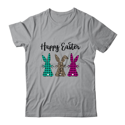 Happy Easter Buffalo Plaid Leopard Print Easter Bunnies Shirt & Tank Top | siriusteestore