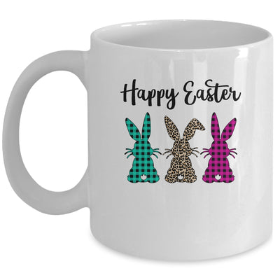 Happy Easter Buffalo Plaid Leopard Print Easter Bunnies Mug | siriusteestore