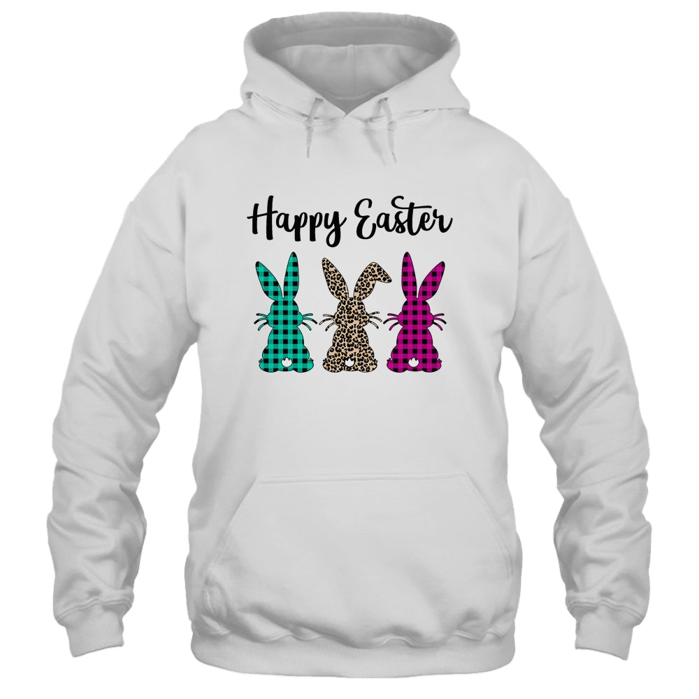 Happy Easter Buffalo Plaid Leopard Print Easter Bunnies Shirt & Tank Top | siriusteestore