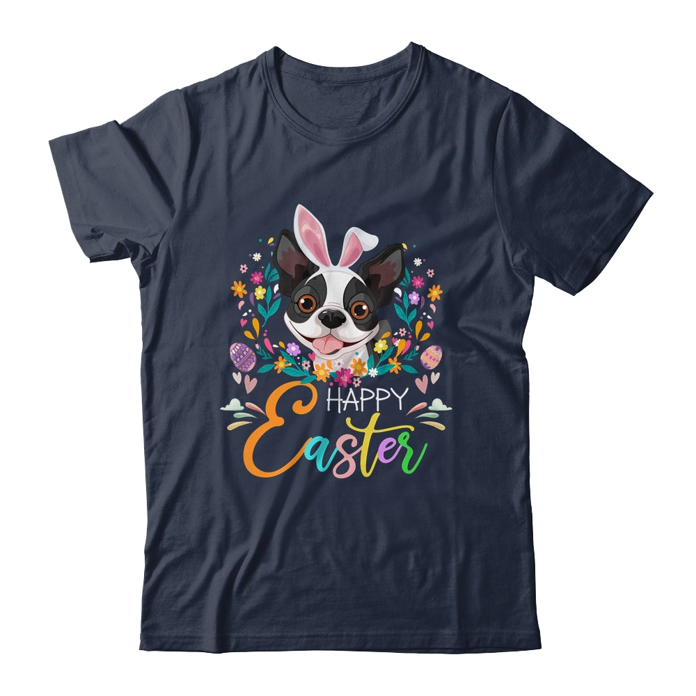 Happy Easter Bunny Boston Terrier Lovers With Easter Eggs Shirt & Tank Top | siriusteestore