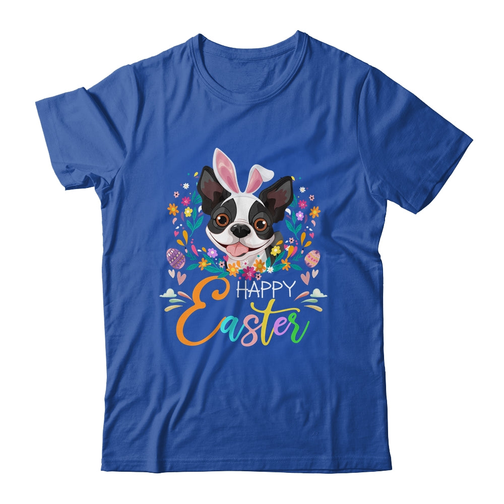 Happy Easter Bunny Boston Terrier Lovers With Easter Eggs Shirt & Tank Top | siriusteestore