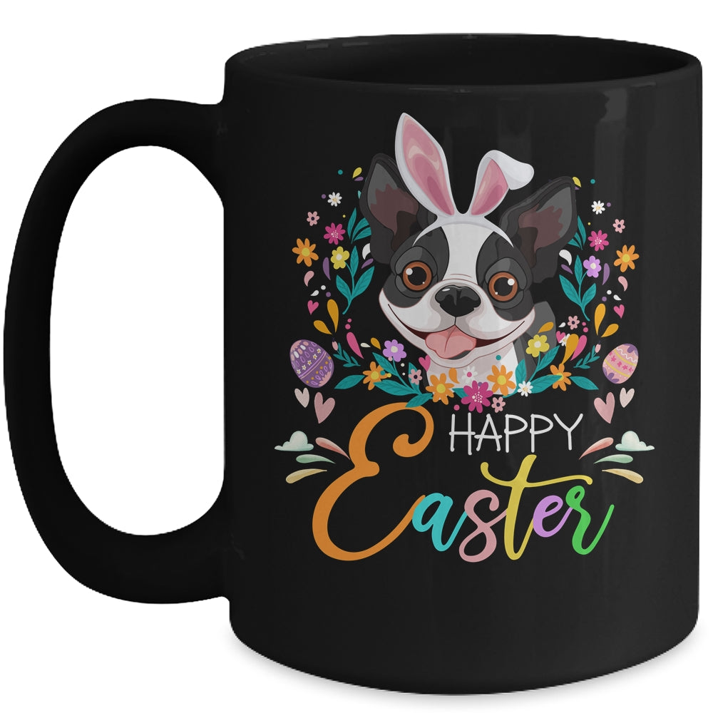 Happy Easter Bunny Boston Terrier Lovers With Easter Eggs Mug | siriusteestore