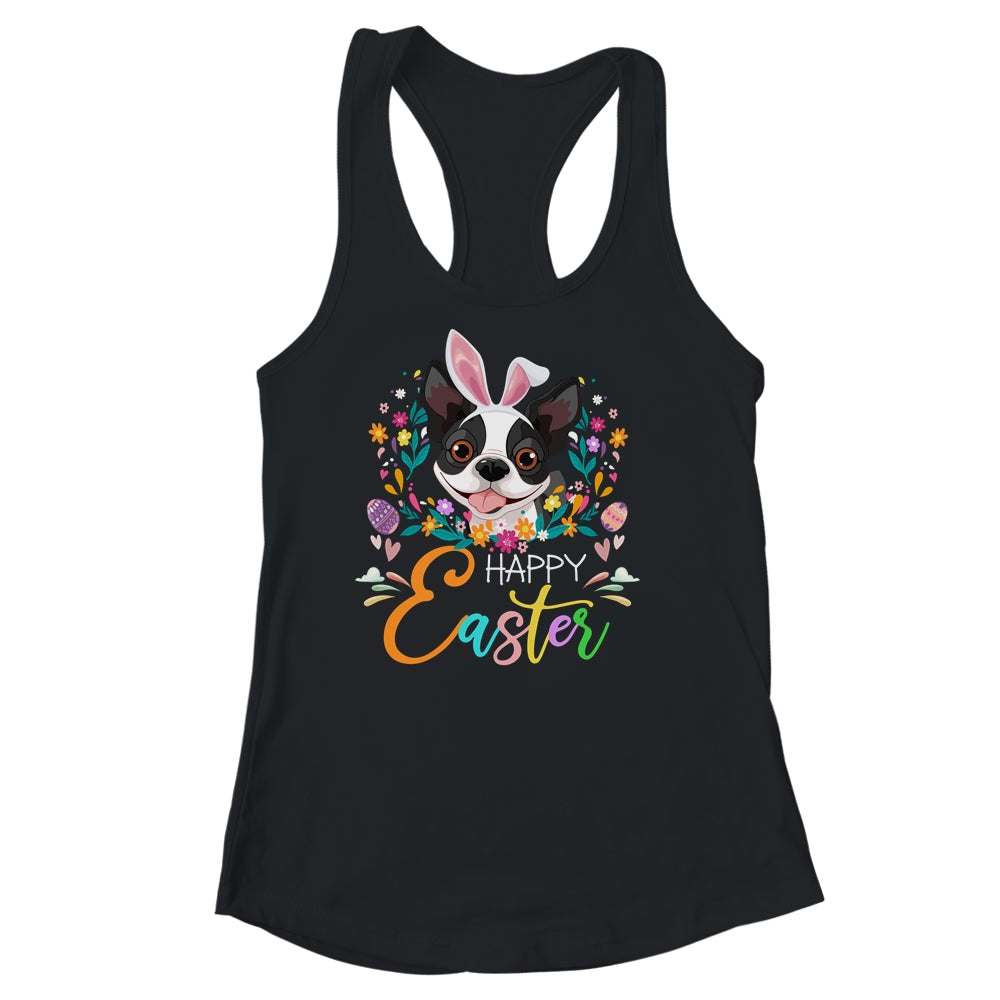 Happy Easter Bunny Boston Terrier Lovers With Easter Eggs Shirt & Tank Top | siriusteestore