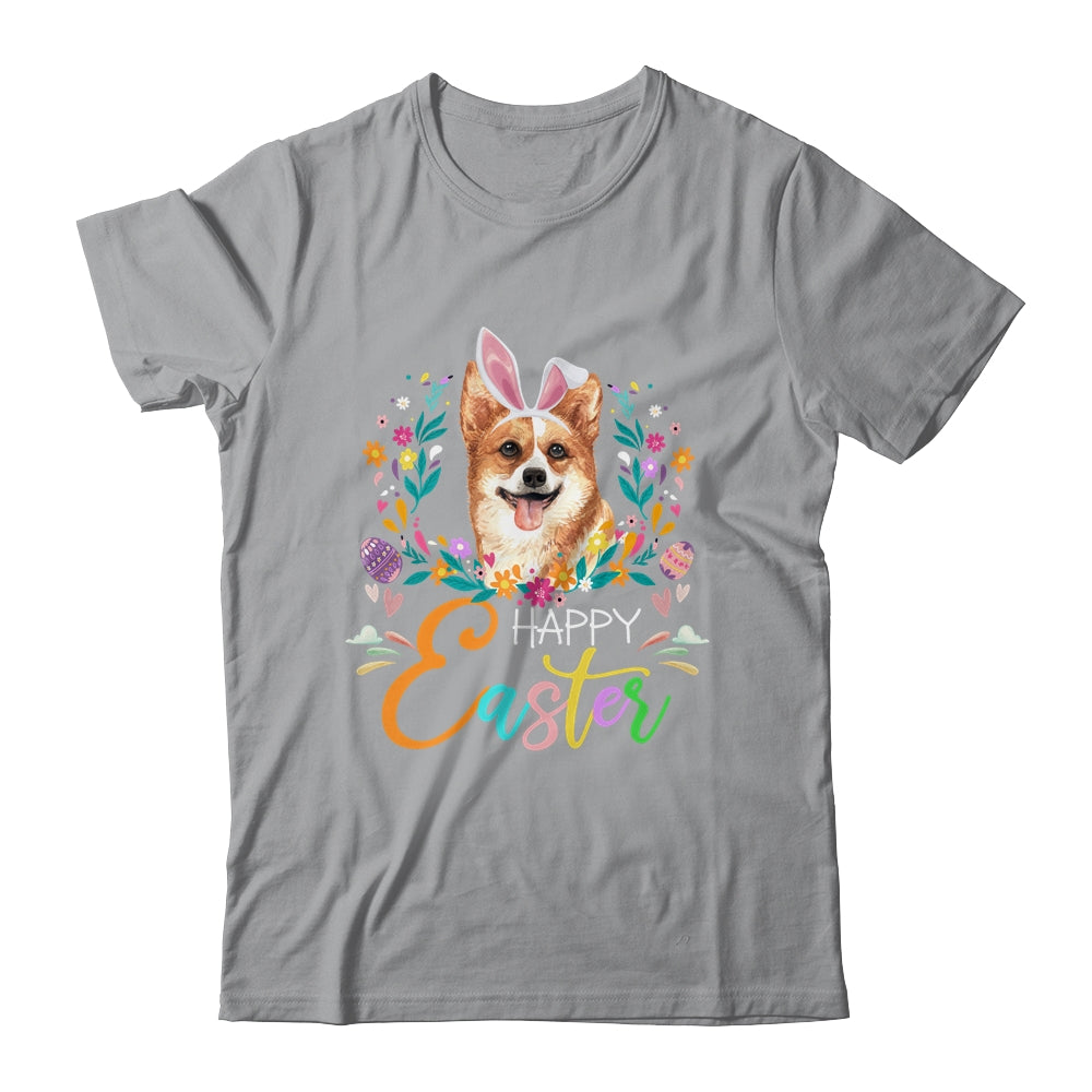 Happy Easter Bunny Corgi Lovers With Easter Eggs Shirt & Tank Top | siriusteestore