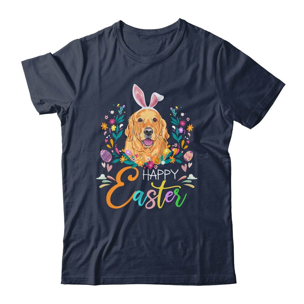 Happy Easter Bunny Golden Retriever Lovers With Easter Eggs Shirt & Tank Top | siriusteestore