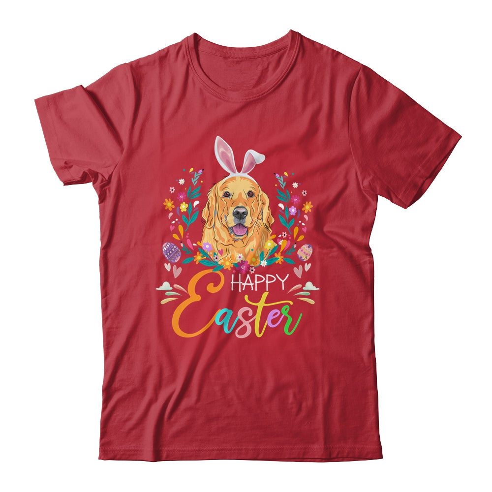 Happy Easter Bunny Golden Retriever Lovers With Easter Eggs Shirt & Tank Top | siriusteestore