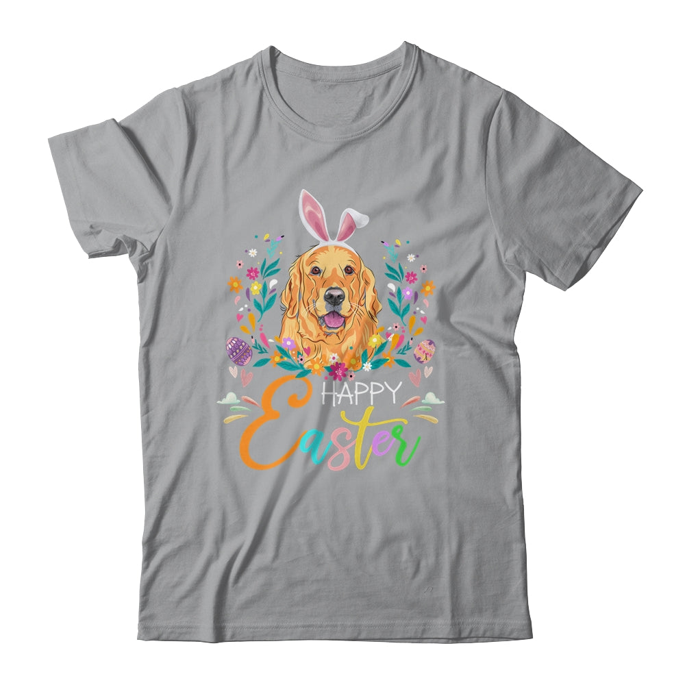 Happy Easter Bunny Golden Retriever Lovers With Easter Eggs Shirt & Tank Top | siriusteestore