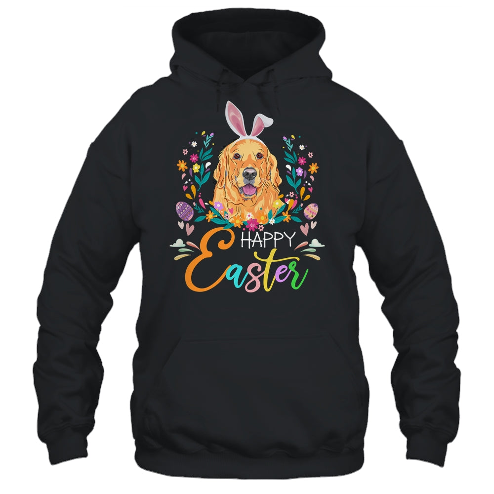 Happy Easter Bunny Golden Retriever Lovers With Easter Eggs Shirt & Tank Top | siriusteestore