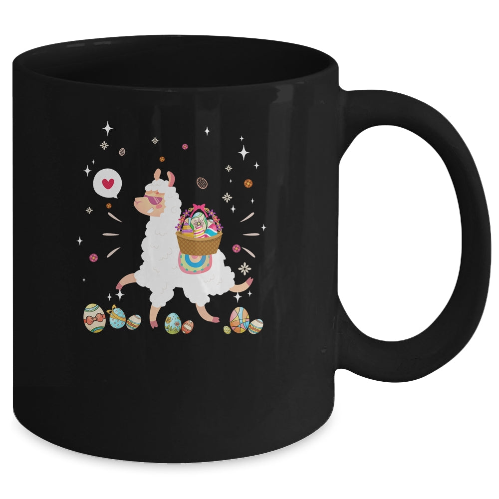 Happy Easter Bunny Llama Bringing Easter Egg Basket Mug | siriusteestore