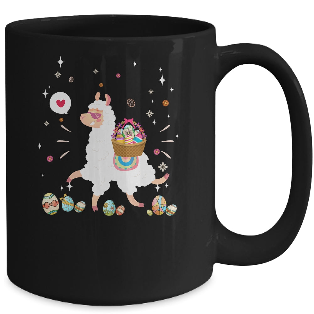 Happy Easter Bunny Llama Bringing Easter Egg Basket Mug | siriusteestore