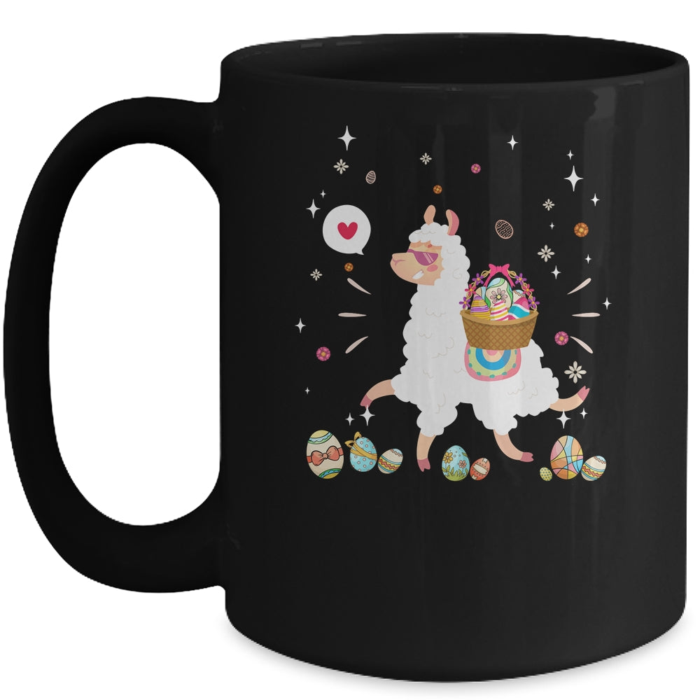 Happy Easter Bunny Llama Bringing Easter Egg Basket Mug | siriusteestore