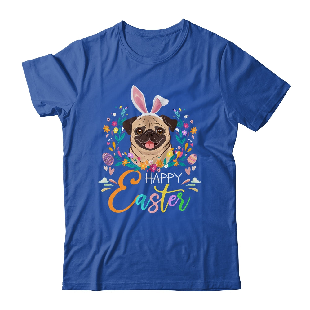 Happy Easter Bunny Pug Lovers With Easter Eggs Shirt & Tank Top | siriusteestore