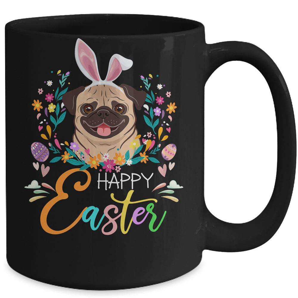Happy Easter Bunny Pug Lovers With Easter Eggs Mug | siriusteestore
