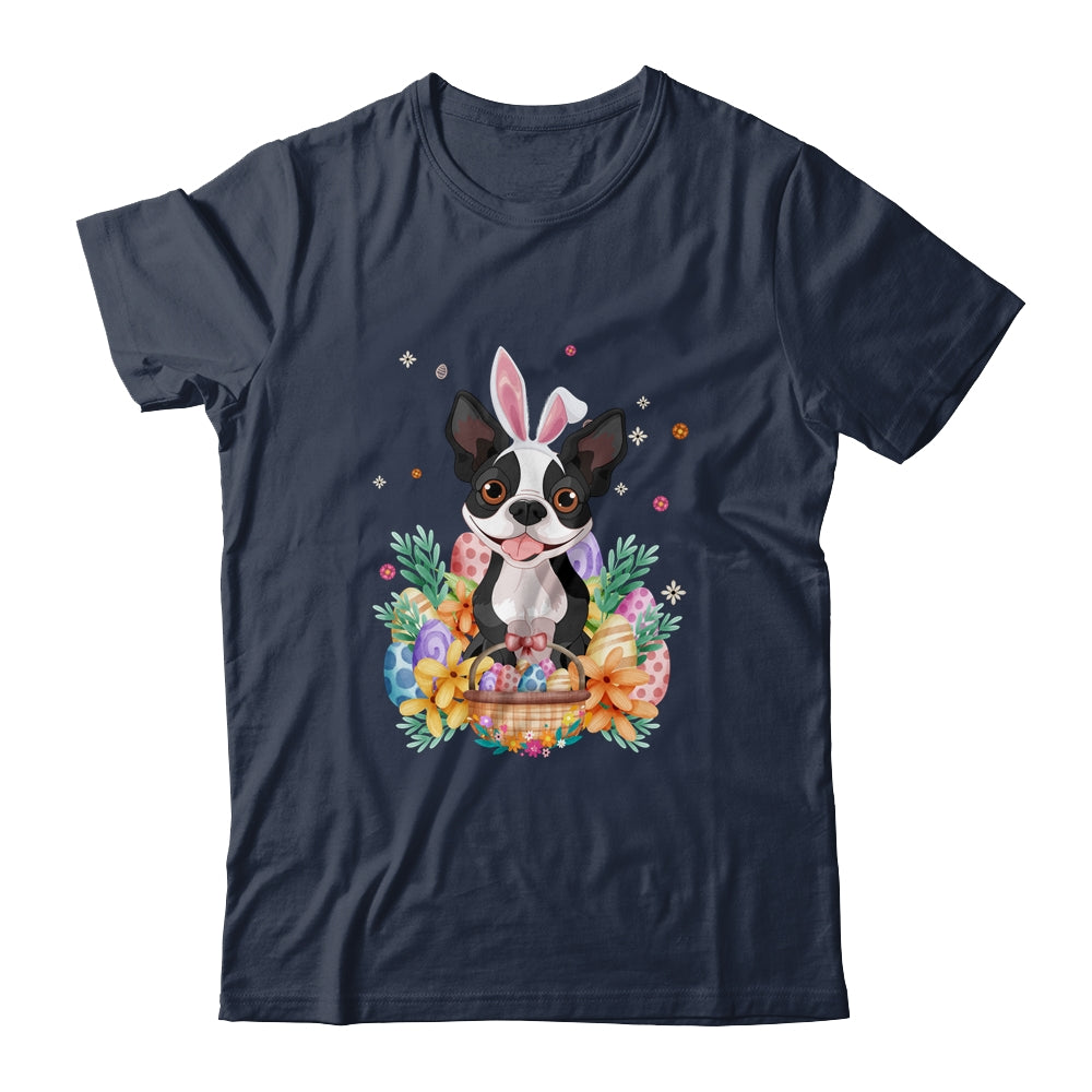 Happy Easter Cute Bunny Boston Terrier Wearing Bunny Ears Shirt & Hoodie | siriusteestore