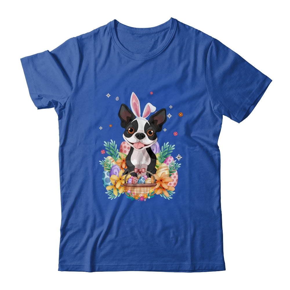 Happy Easter Cute Bunny Boston Terrier Wearing Bunny Ears Shirt & Hoodie | siriusteestore