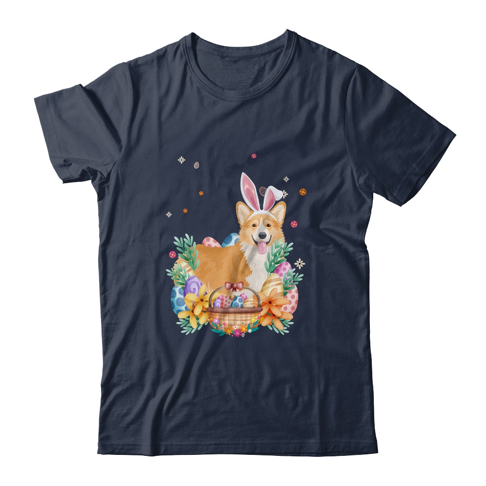 Happy Easter Cute Bunny Corgi Wearing Bunny Ears Shirt & Hoodie | siriusteestore