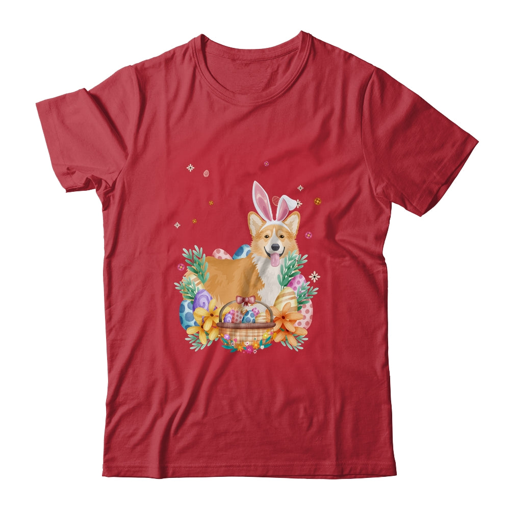 Happy Easter Cute Bunny Corgi Wearing Bunny Ears Shirt & Hoodie | siriusteestore