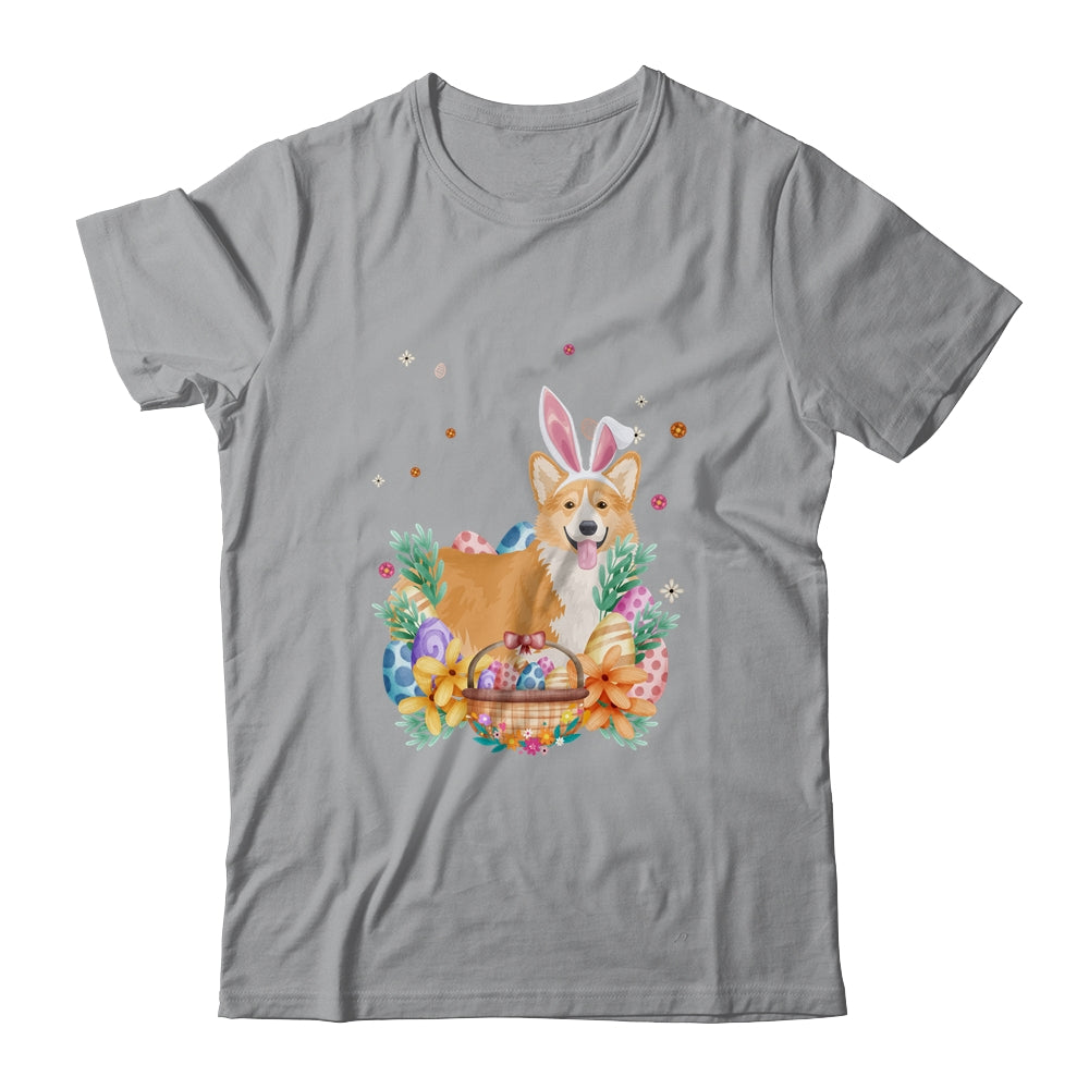 Happy Easter Cute Bunny Corgi Wearing Bunny Ears Shirt & Hoodie | siriusteestore