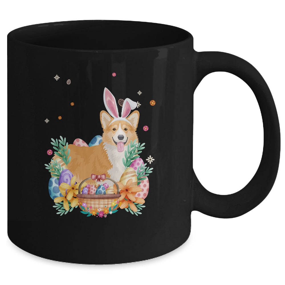 Happy Easter Cute Bunny Corgi Wearing Bunny Ears Mug | siriusteestore