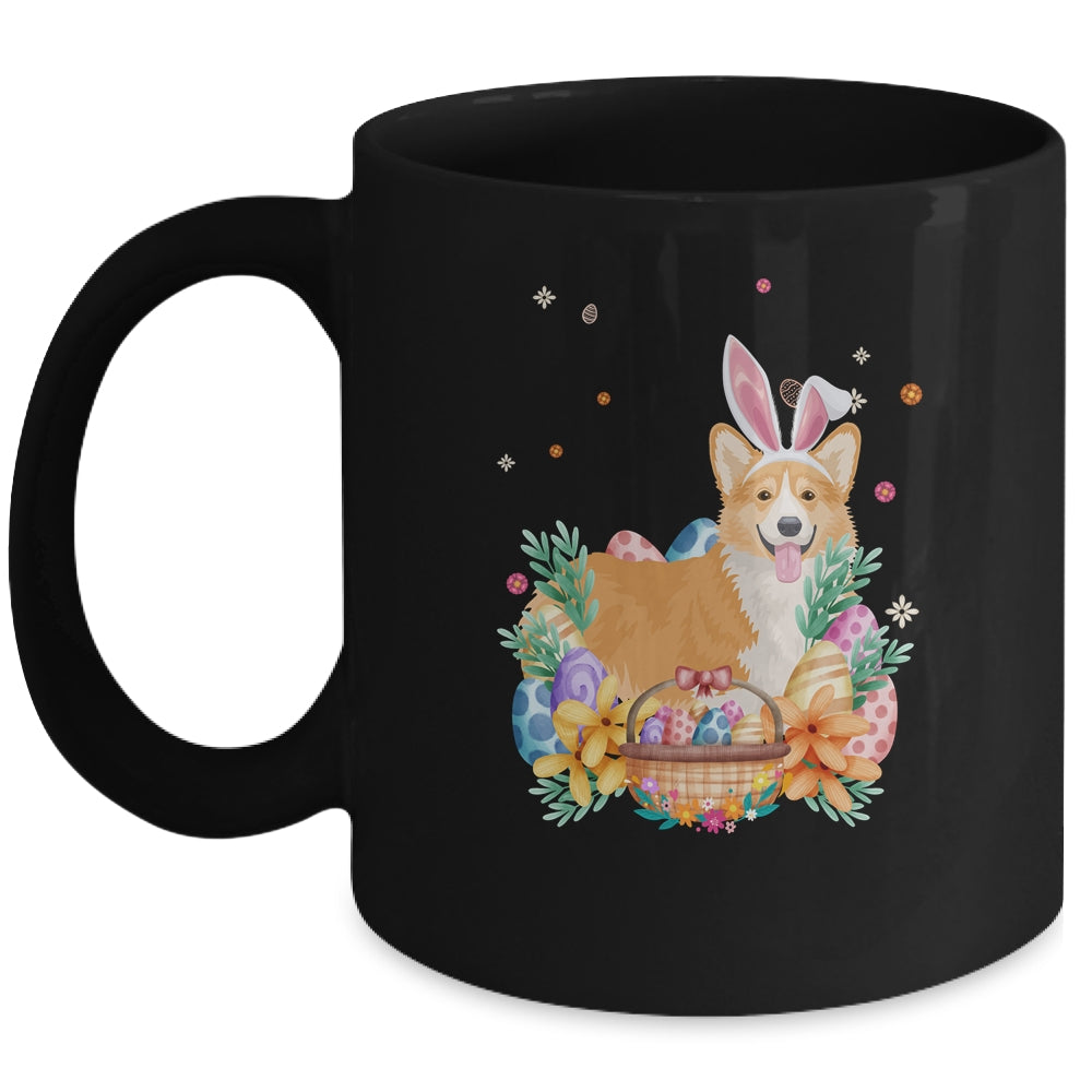 Happy Easter Cute Bunny Corgi Wearing Bunny Ears Mug | siriusteestore