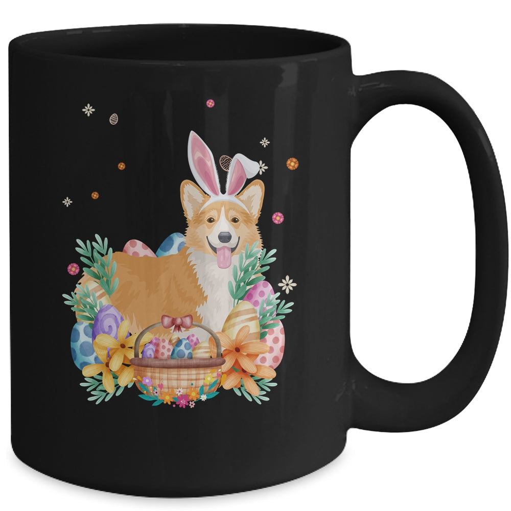 Happy Easter Cute Bunny Corgi Wearing Bunny Ears Mug | siriusteestore